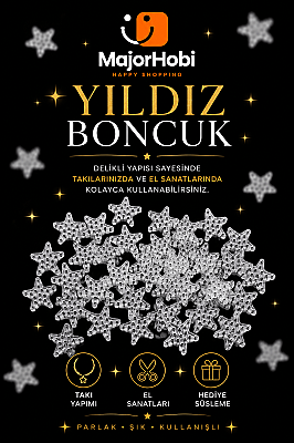 34 mm Şeffaf Yıldız Boncuk – Takı ve El Sanatları İçin Delikli Dekoratif Akrilik Boncuk 30'lu (1)