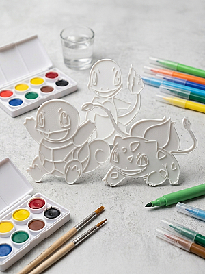 3'lü Pokemon Boyama Paneli Seti 12 cm | Boyanabilir Duvar ve Masa Süsü (1)