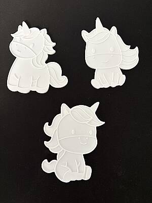 3'lü Unicorn Boyama Paneli Seti 10 cm | Boyanabilir Dekoratif Figür