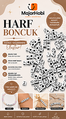 6x6 mm Harf Boncuk 100'lü Paket – Beyaz Kare Alfabe Boncuğu Takı Yapımı ve DIY Malzemesi
