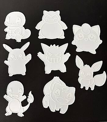 8'li Pokemon Boyama Paneli Seti 10 cm | Boyanabilir Dekoratif Figürler