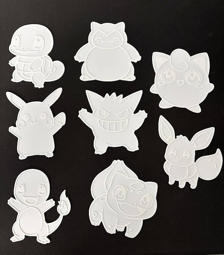 8'li Pokemon Boyama Paneli Seti 10 cm | Boyanabilir Dekoratif Figürler - 1