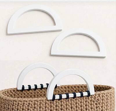 Çanta Sapı 2'li Set Örgü ve Tığ İşi Çanta Sapı 14x8 cm Beyaz (1)