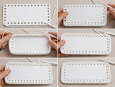 Çanta Yapım Seti Dikdörtgen Çanta Tabanı ve 2 Adet Çanta Sapı 20x11 cm Beyaz (1)