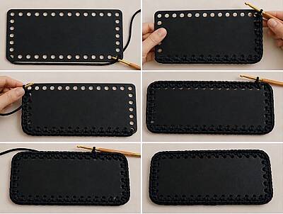 Çanta Yapım Seti Dikdörtgen Çanta Tabanı ve 2 Çanta Sapı 20x11 cm Siyah (1)