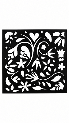Çiçek ve Yaprak Desenli Stencil Şablonu 18x18 cm – Dekoratif Boyama Şablonu - 3