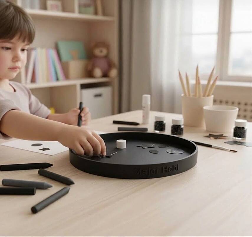 Duyusal Oyun ve Etkinlik Tepsisi - Montessori Aktarma ve Oyun Tepsisi - Siyah - 1