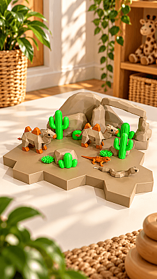 Duyusal Safari Oyun Seti 47 Parça 4 Kıta Hayvan Figürlü Montessori Eğitici Oyun 45x45 cm - 6