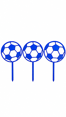 Futbol Topu Pasta Süsü 3’lü Set – Doğum Günü Cake Topper 16x10 cm - Mavi (1)
