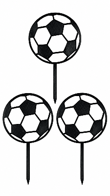 Futbol Topu Pasta Süsü 3’lü Set – Doğum Günü Cake Topper 16x10 cm - Siyah (1)