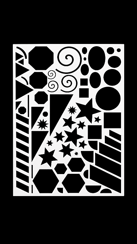 Geometrik Desen Stencil Şablonu 21x15 cm – Duvar ve Hobi Boyama Şablonu - 3