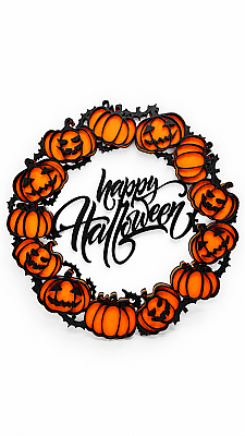Halloween Balkabağı Kapı ve Duvar Süsü 21 cm Happy Halloween Dekoratif Süs - 4