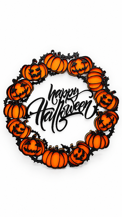Halloween Balkabağı Kapı ve Duvar Süsü 21 cm Happy Halloween Dekoratif Süs - 4
