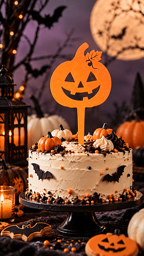 Halloween Balkabağı Pasta Süsü 16x17 cm – Cadılar Bayramı Pumpkin Cake Topper - 2