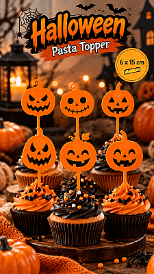 Halloween Balkabağı Pasta ve Cupcake Süsü 5,5x14,5 cm – Dekoratif Topper