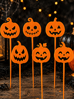 Halloween Balkabağı Pasta ve Cupcake Süsü 5,5x14,5 cm – Dekoratif Topper - 3