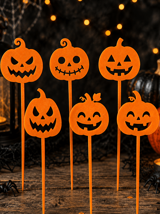 Halloween Balkabağı Pasta ve Cupcake Süsü 5,5x14,5 cm – Dekoratif Topper - 3