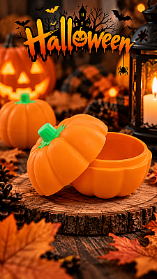Halloween Balkabağı Şeker - Oyuncak Kutusu 6 cm 3’lü Set – Kapaklı Mini Kutu (1)