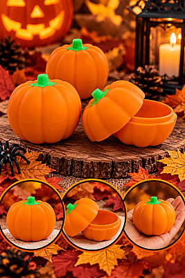 Halloween Balkabağı Şeker - Oyuncak Kutusu 6 cm 3’lü Set – Kapaklı Mini Kutu - 3