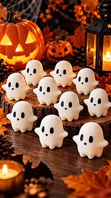 Halloween Hayalet Figürü 3 cm 10’lu Set – Mini Dekoratif Hayalet Süsleme - 3