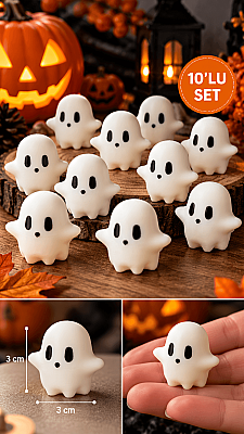 Halloween Hayalet Figürü 3 cm 10’lu Set – Mini Dekoratif Hayalet Süsleme (1)