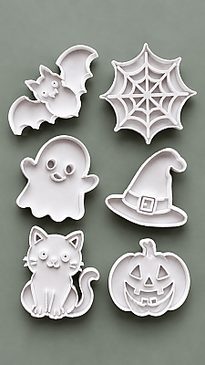 Halloween Kurabiye Kalıbı 6’lı Set 4-8 cm – Balkabağı Hayalet Yarasa Kedi Cadı - 3
