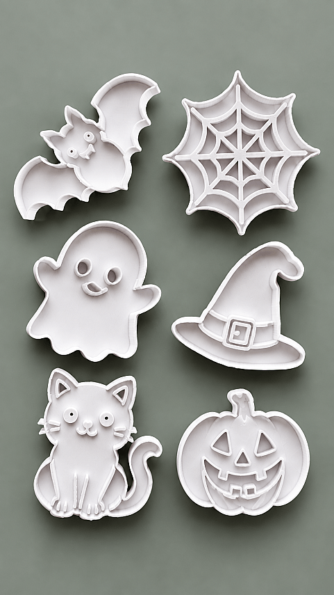 Halloween Kurabiye Kalıbı 6’lı Set 4-8 cm – Balkabağı Hayalet Yarasa Kedi Cadı - 3