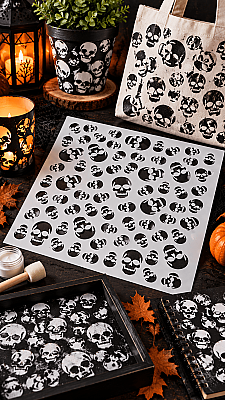 Halloween Kuru Kafa Stencil Şablon 23x25 cm – Cadılar Bayramı Boyama Şablonu (1)