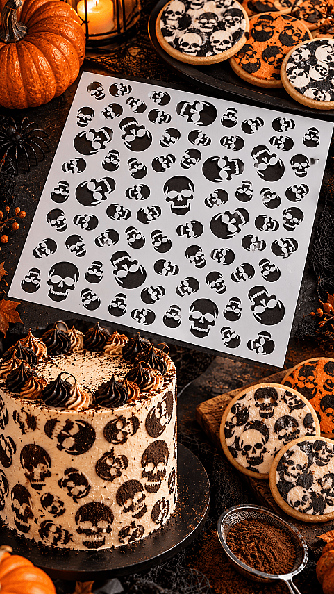 Halloween Kuru Kafa Stencil Şablon 23x25 cm – Cadılar Bayramı Boyama Şablonu - 3