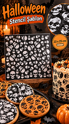 Halloween Kuru Kafa Stencil Şablon 23x25 cm – Cadılar Bayramı Boyama Şablonu
