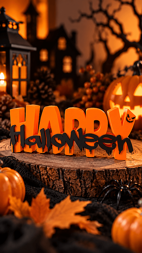 Halloween Masaüstü Dekoratif Süs Happy Halloween Yazısı 20x8 cm 3D Baskı PLA Cadılar Bayramı - 2