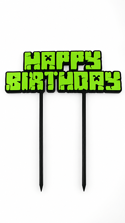 Happy Birthday Minecraft Temalı Pasta Süsü Cake Topper 17x17 cm - 2