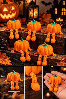 Hareketli Bacaklı Balkabağı Figürü 3 cm 5’li Set – Halloween Dekoru (1)