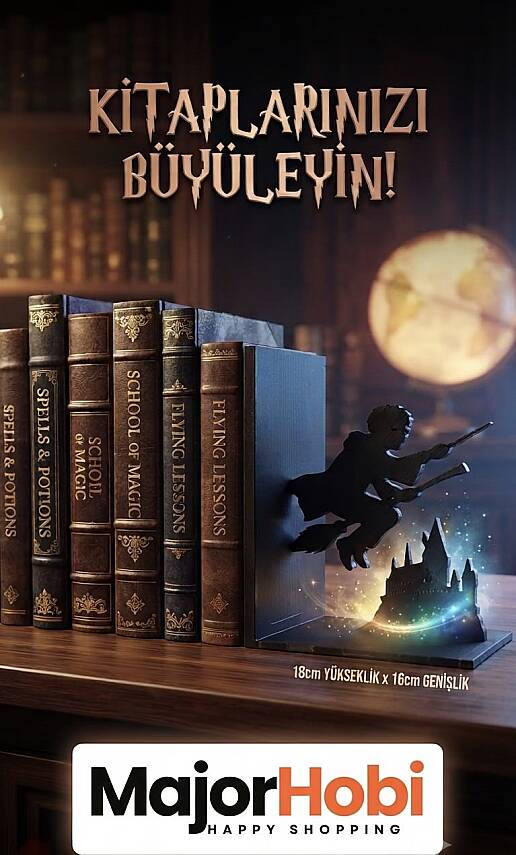 Harry Potter Temalı Kitap Desteği 18x16 cm – Dekoratif Kitap Tutucu Raf Süsü - 1