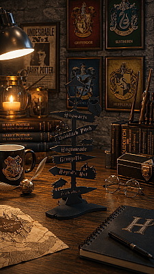 Hogwarts Yön Tabelası Dekoru – Harry Potter Temalı Masaüstü ve Raf Süsü - 25 cm  (1)