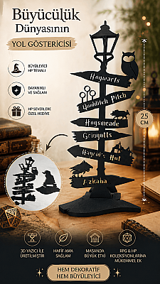 Hogwarts Yön Tabelası Dekoru – Harry Potter Temalı Masaüstü ve Raf Süsü - 25 cm 