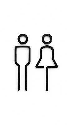 Kadın Erkek WC Kapı Tabelası Minimal Siyah Tuvalet İşareti 18 cm - 3
