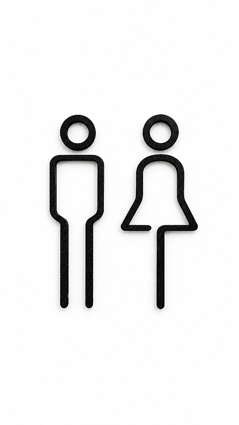 Kadın Erkek WC Kapı Tabelası Minimal Siyah Tuvalet İşareti 18 cm - 3