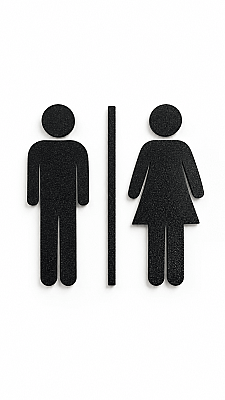 Kadın Erkek WC Kapı Tabelası Siyah Modern Tuvalet İşareti 15,5 cm - 3
