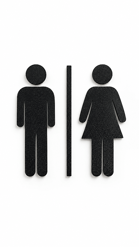 Kadın Erkek WC Kapı Tabelası Siyah Modern Tuvalet İşareti 15,5 cm - 3