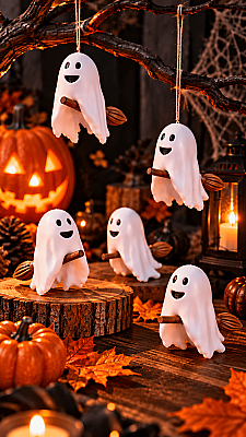 Süpürgeli Hayalet Figürü 6 cm 5’li Set – Halloween Dekoratif Süs - 3