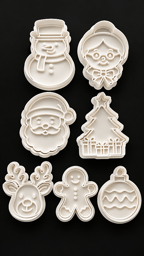 Yılbaşı Kurabiye ve Oyun Hamuru Kalıbı 7'li Set Noel Baba Kardan Adam Geyik 7-9 cm - 4