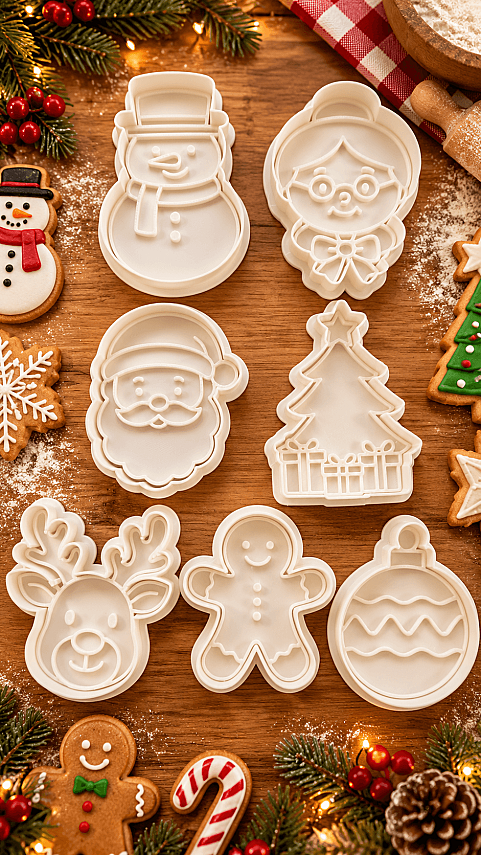 Yılbaşı Kurabiye ve Oyun Hamuru Kalıbı 7'li Set Noel Baba Kardan Adam Geyik 7-9 cm - 2