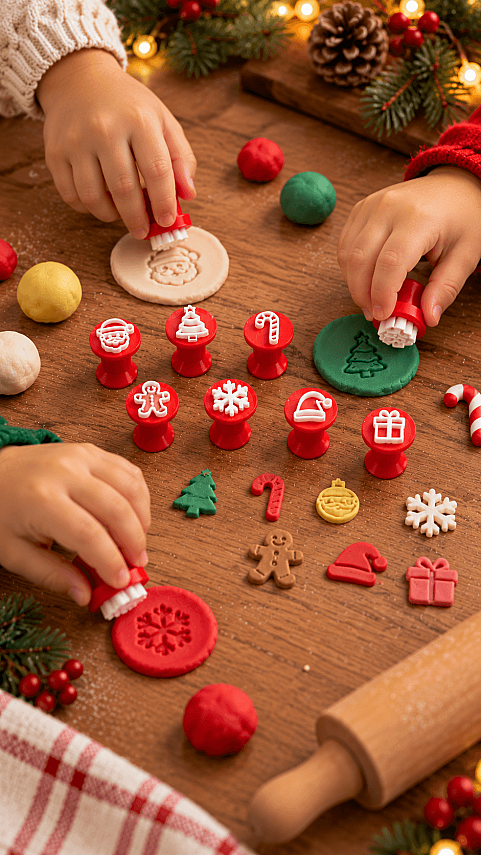 Yılbaşı Temalı Hamur Damga Seti 8'li Noel Baba Kar Tanesi Kurabiye Oyun Hamuru Kil Baskı Kalıbı - 3