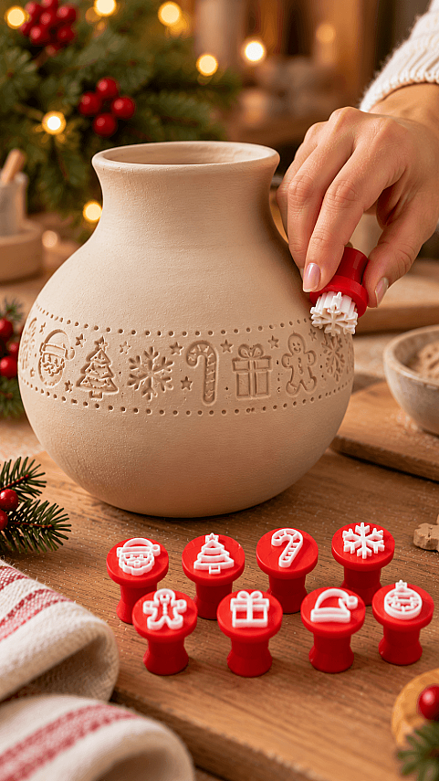 Yılbaşı Temalı Hamur Damga Seti 8'li Noel Baba Kar Tanesi Kurabiye Oyun Hamuru Kil Baskı Kalıbı - 4